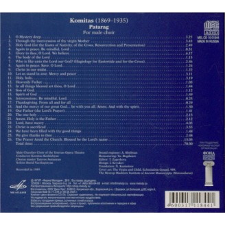 KOMITAS - Male Chamber Ch - Patarag, pour chur d'hommes..